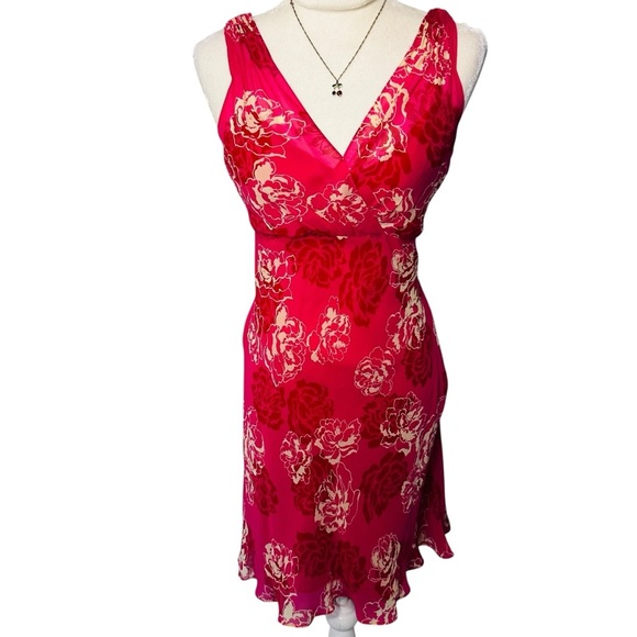 Ann Taylor Dress Sz 8 M Babydoll Silk Carnation Floral Y2K 90s Fairy Cottagecore - Picture 2 of 10